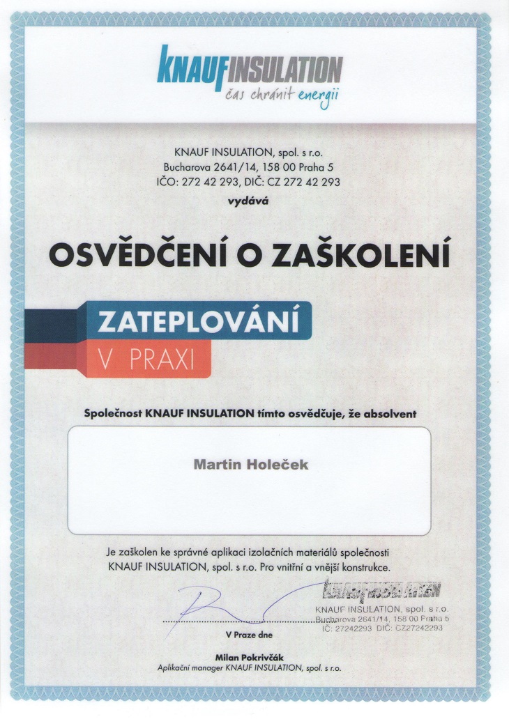 Certifikát zateplování